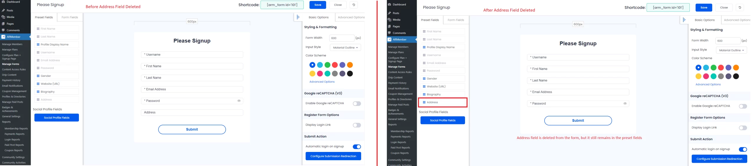 ARMember - Clear Form Fields