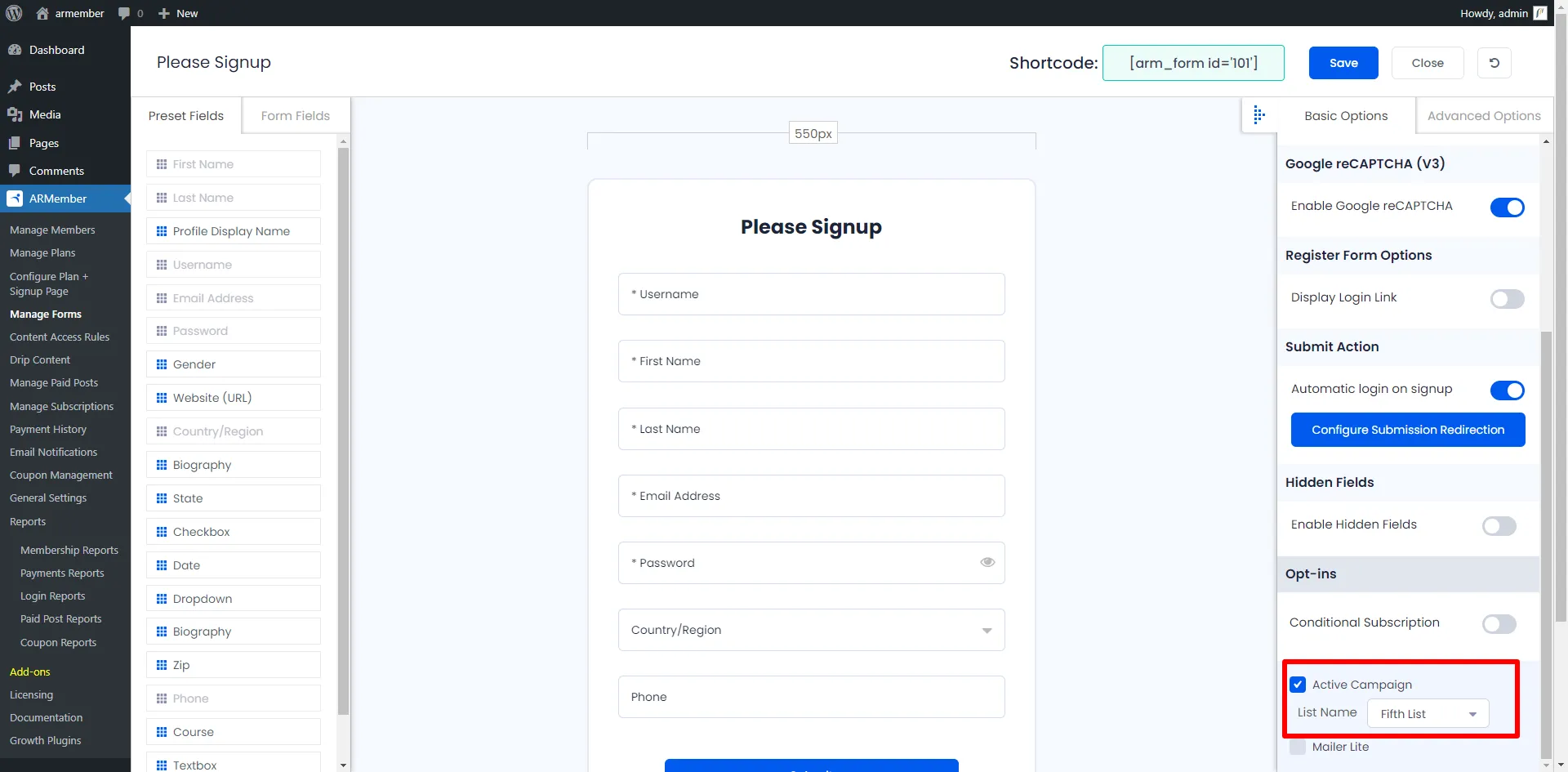 ARMember_active_campaign