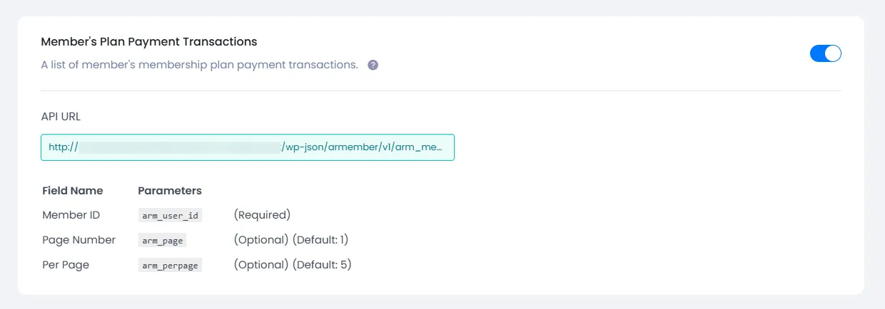 API Service Member's Paid Post Payment Transactions