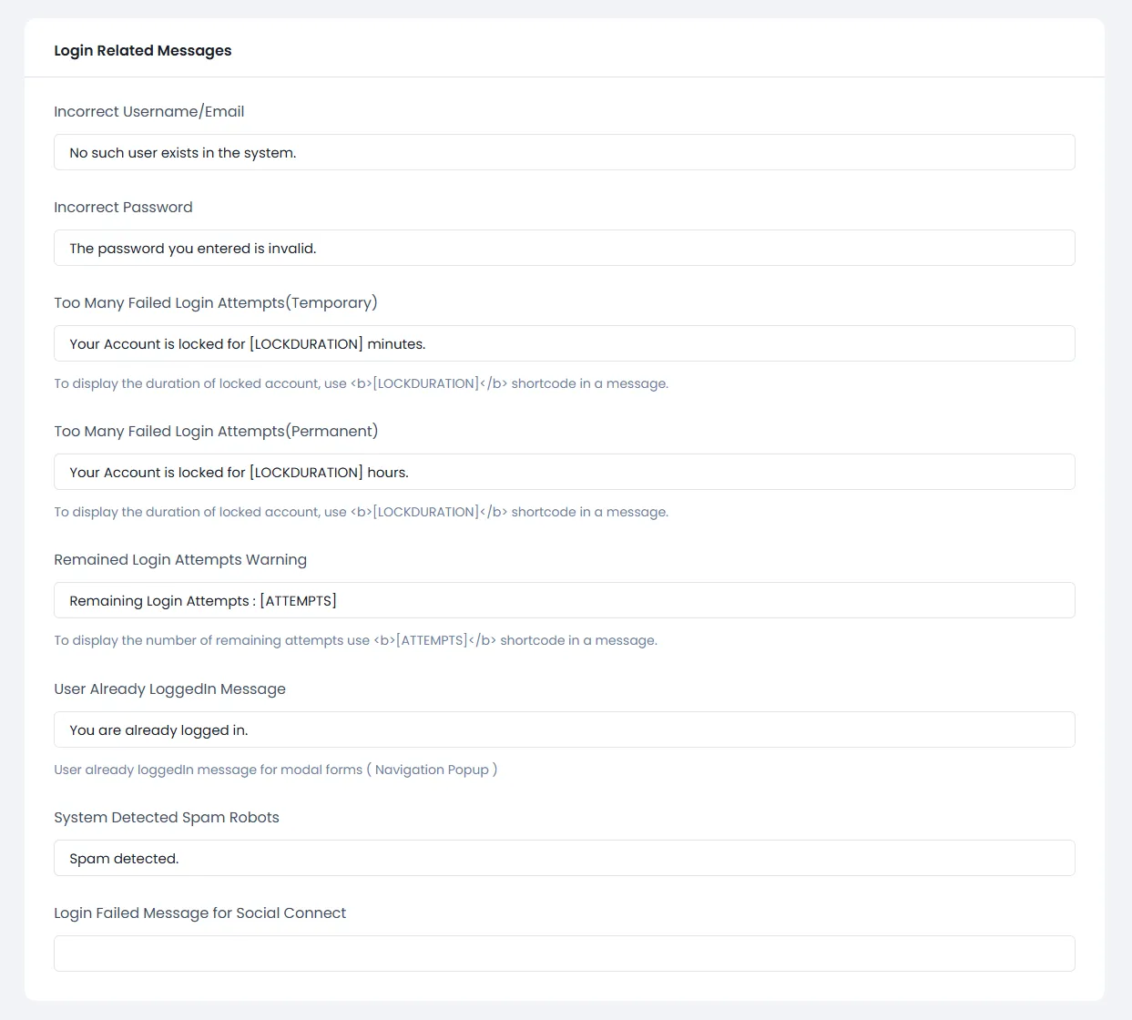 ARMember General Settings ( Common Messages )