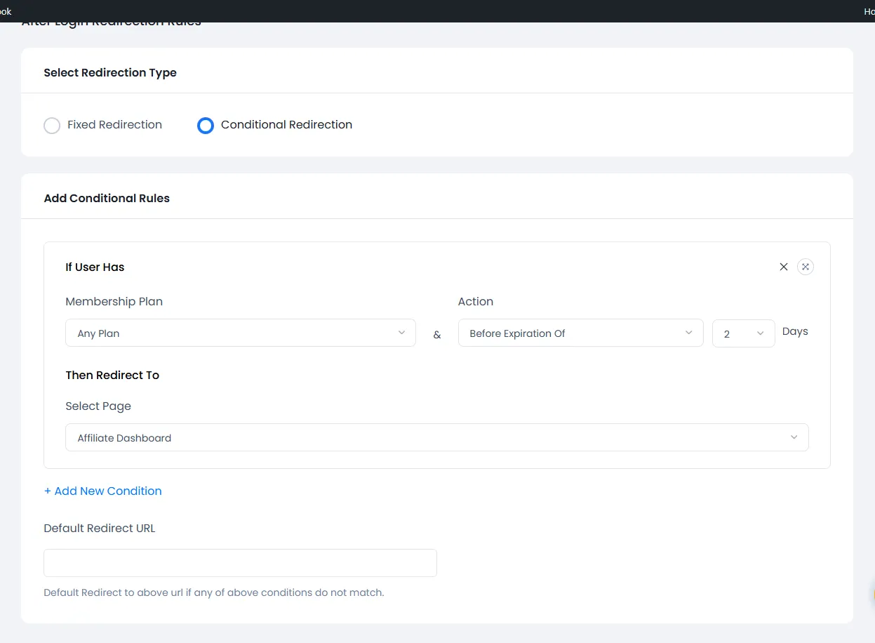 ARMember General Settings ( Redirection )