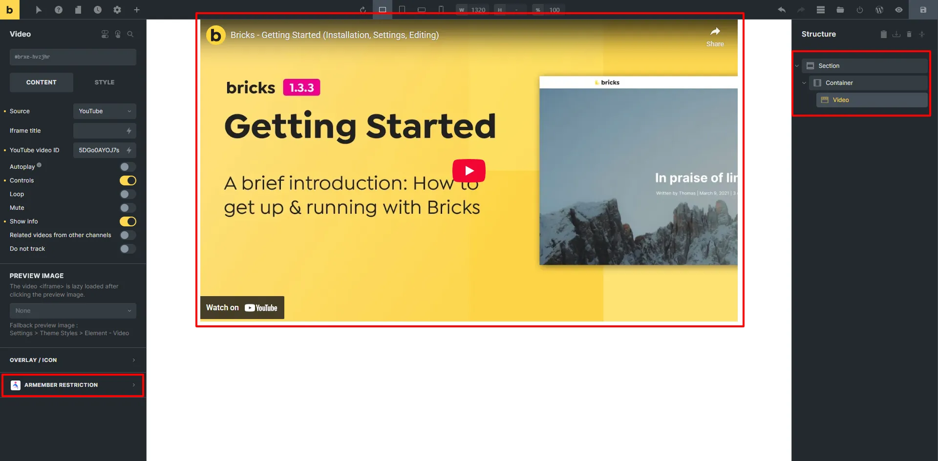 ARMember Bricks Builder Integration