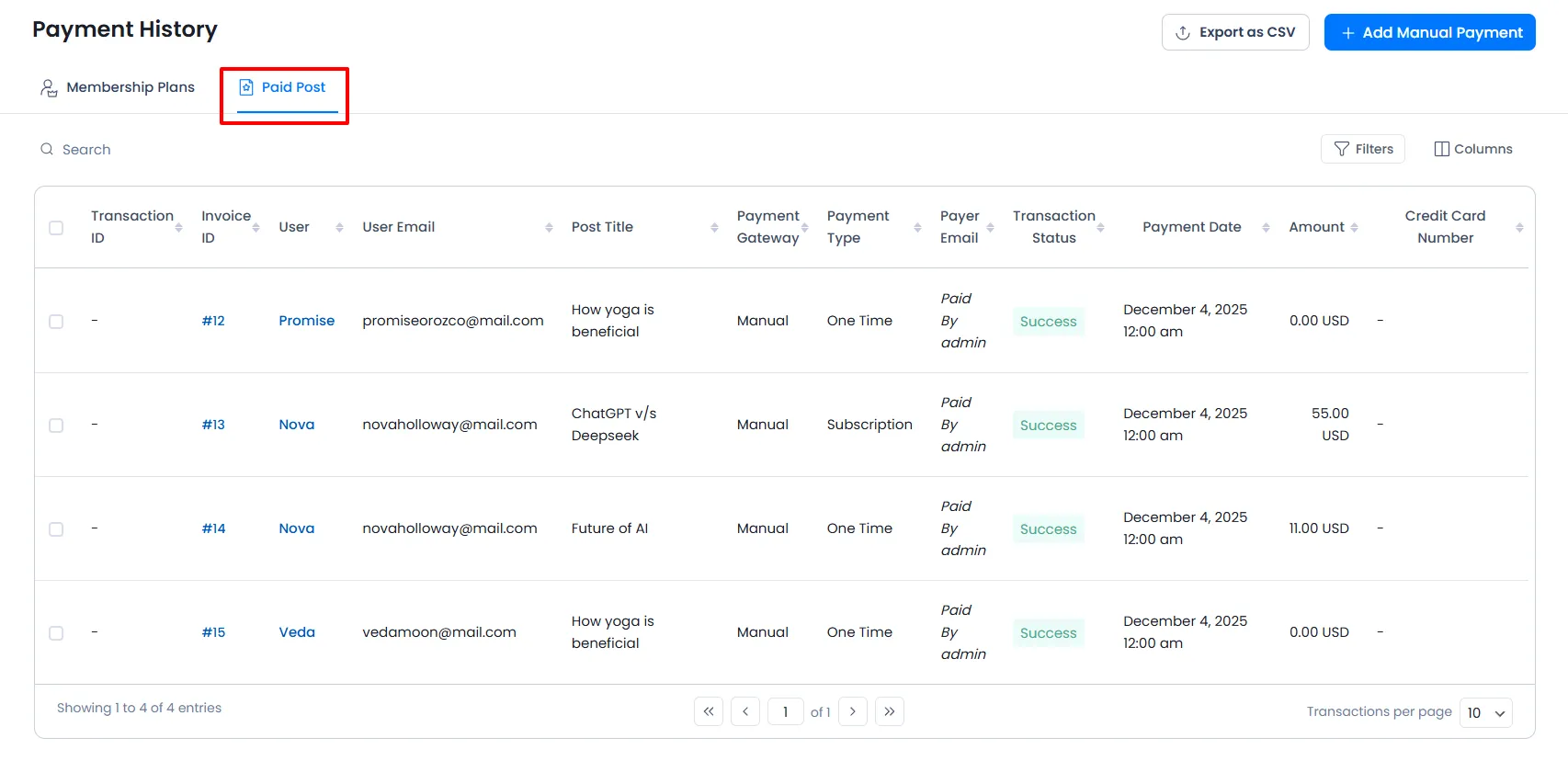 ARMember add new Paid Post