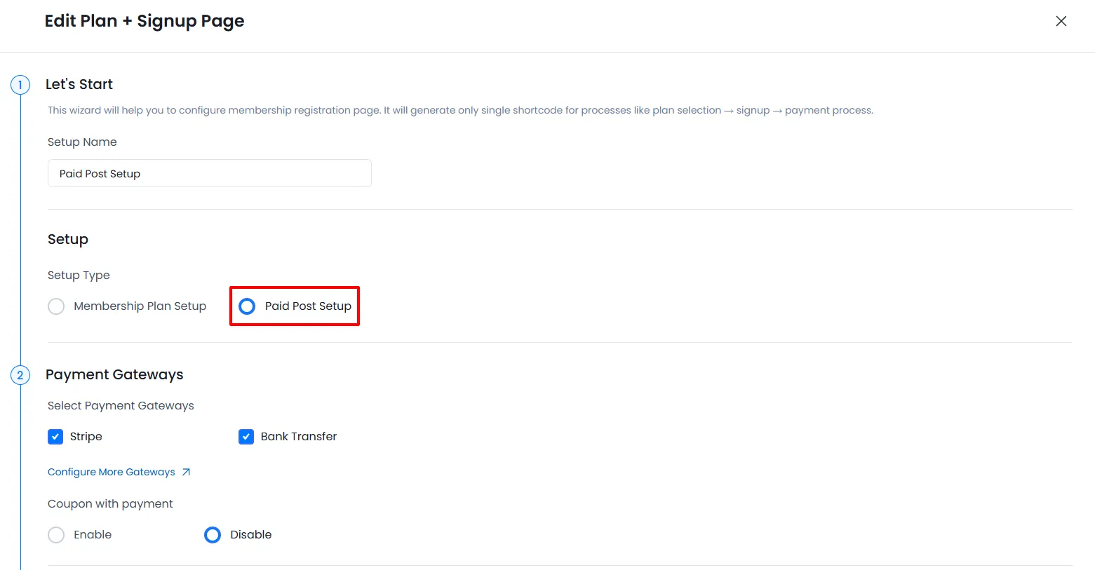 ARMember Paid Post Setup Form