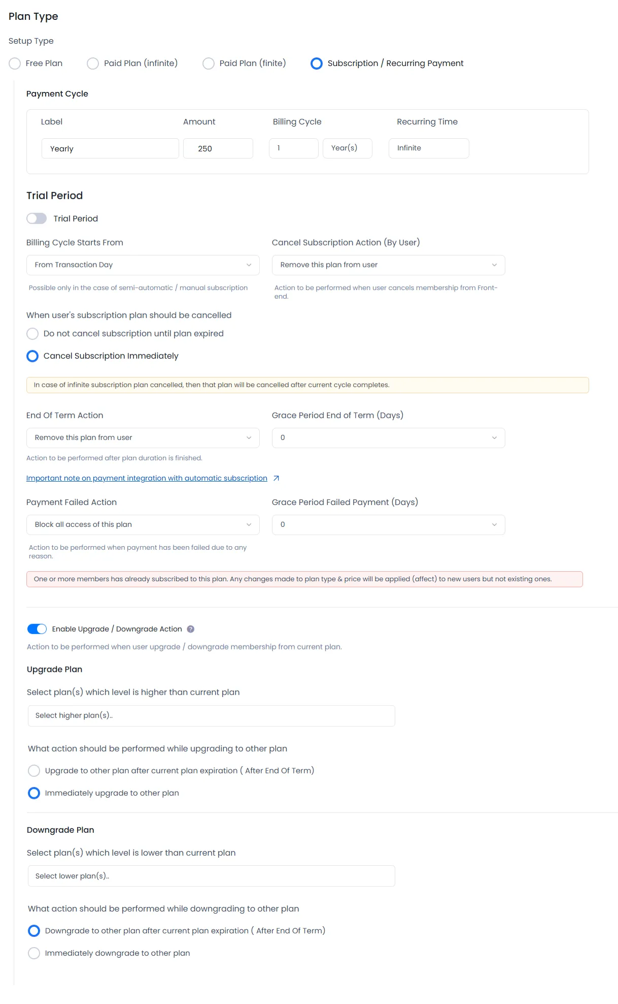 ARMember Pro-Rata Subscription
