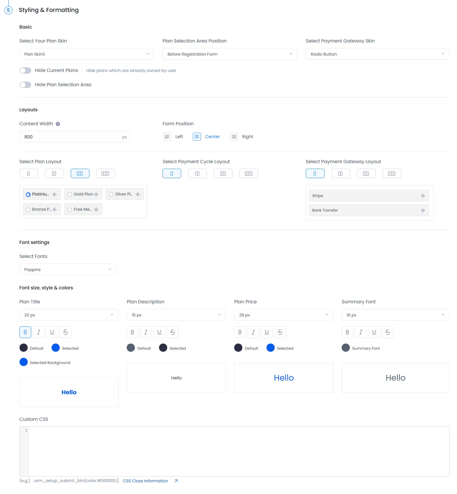 ARMember - Membership Configure Plan + Signup Page Styling Option