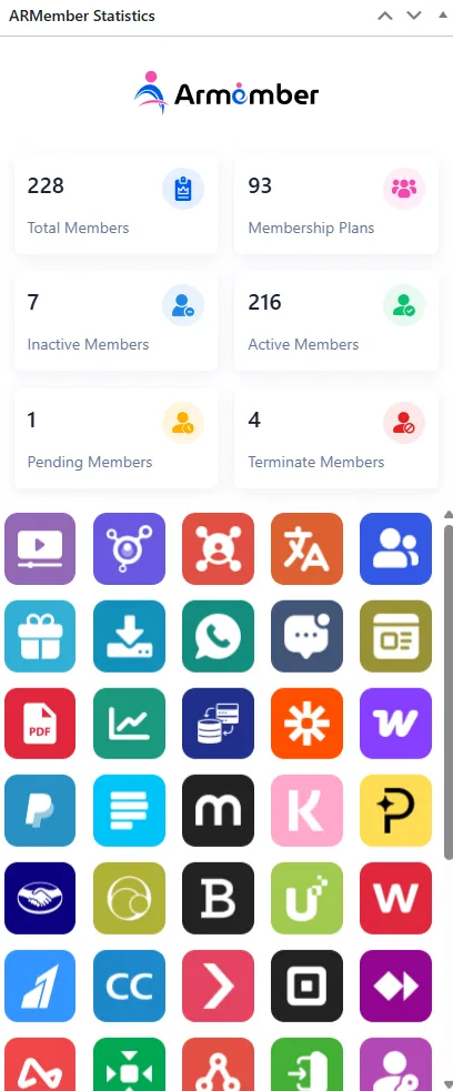 ARMember dashboard statstic