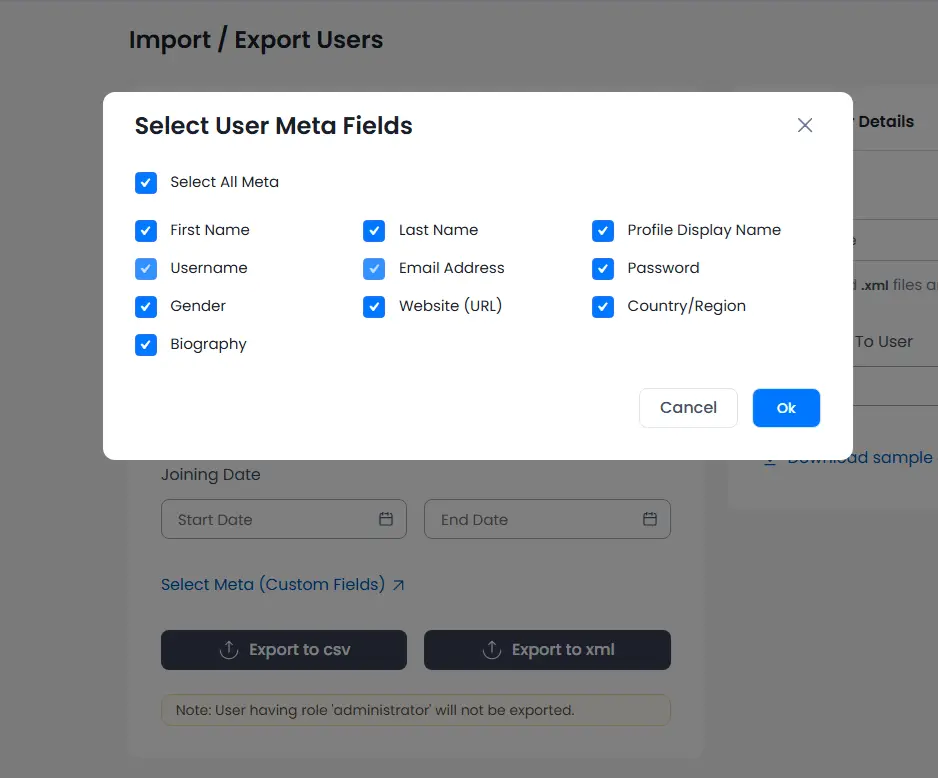 Import-Export-select-meta