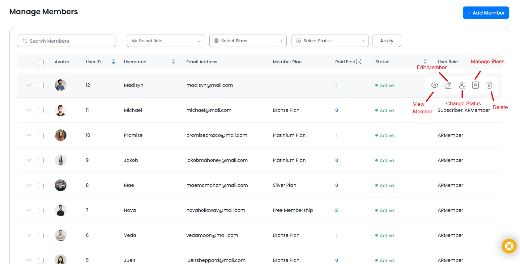 ARMember_manage_member