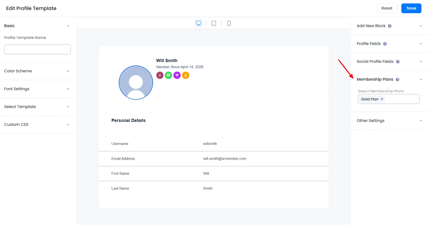 ARMember profile plans