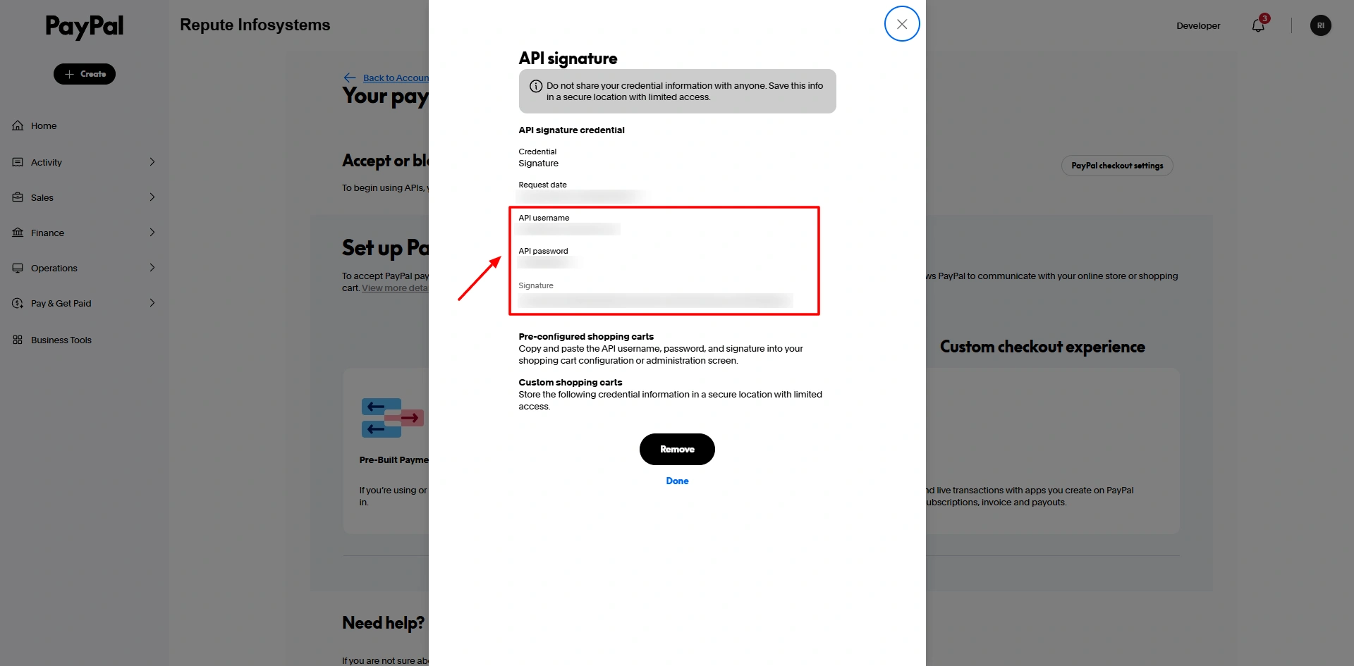 PayPal Credentials