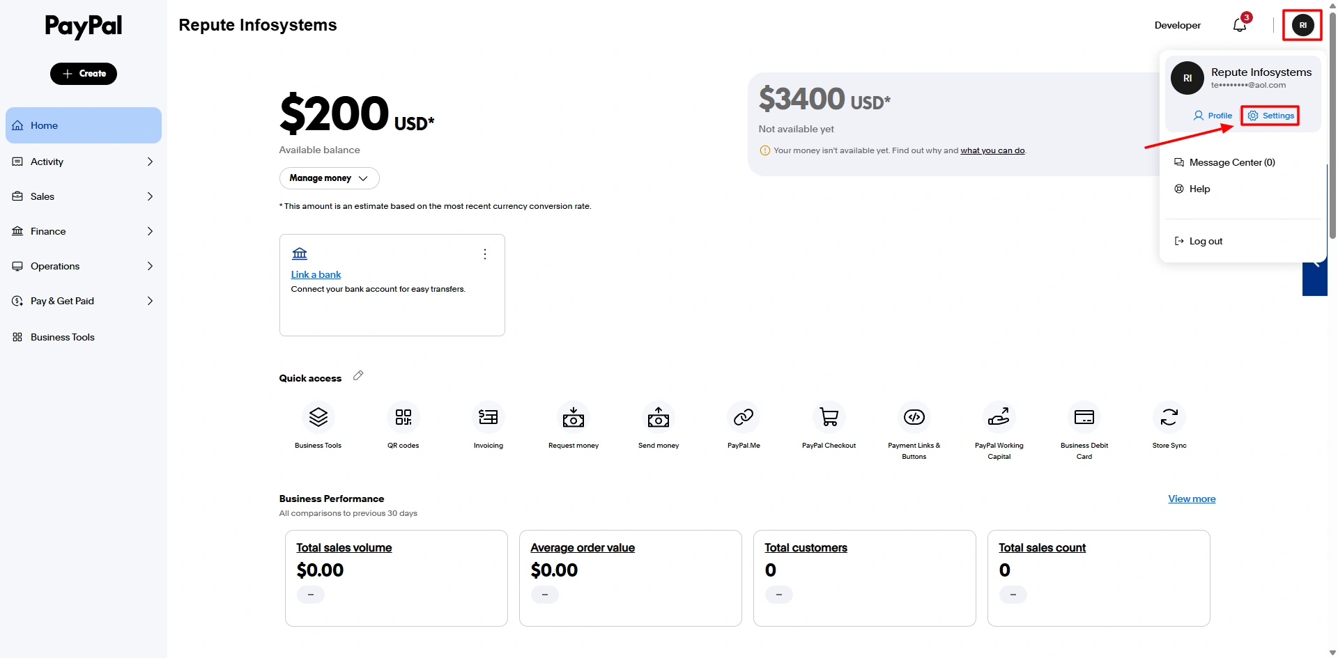 PayPal Side Settings