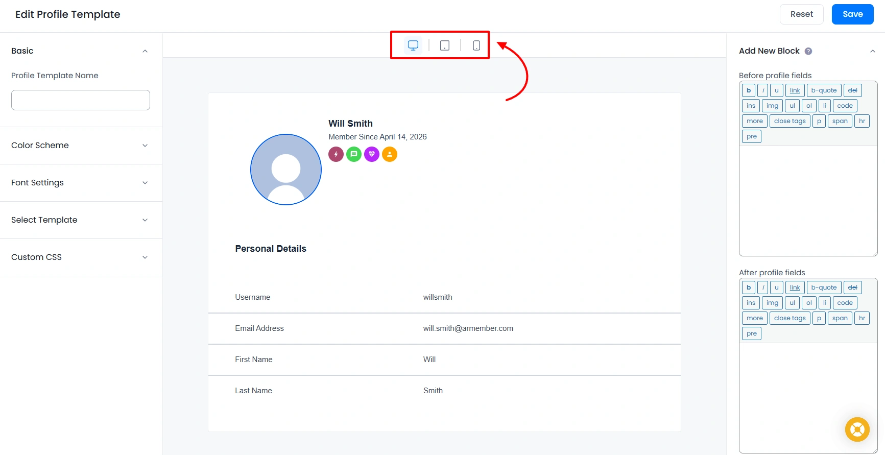 ARMember profile views
