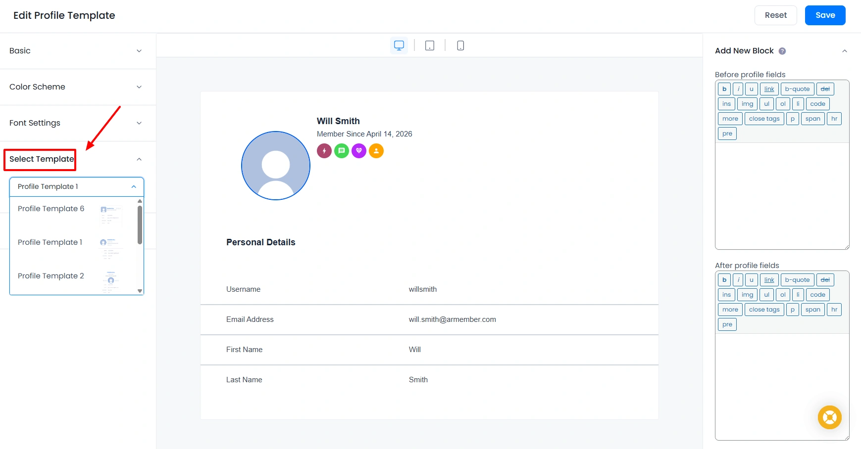 ARMember Profile Design