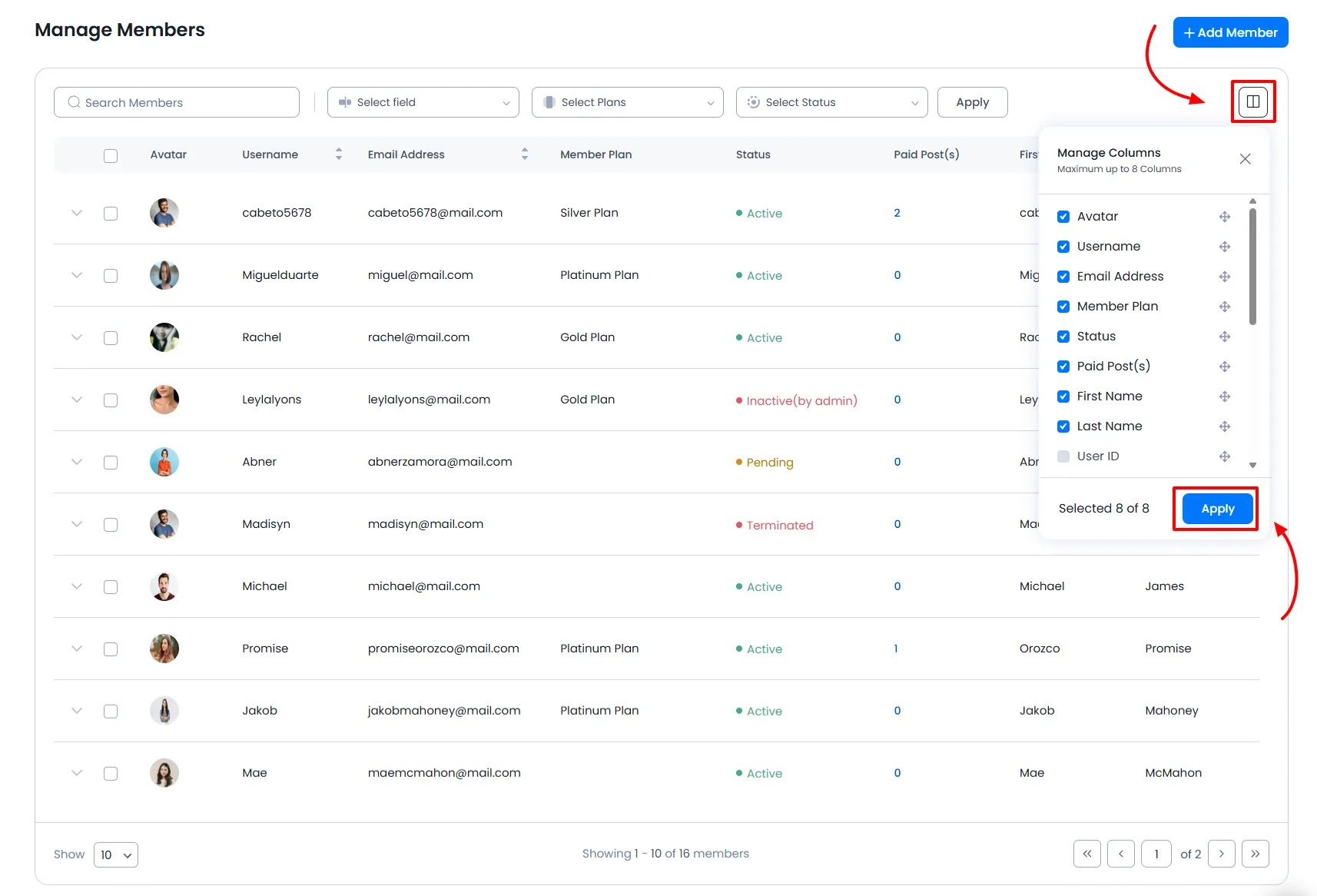 ARMember_show_hide_columns