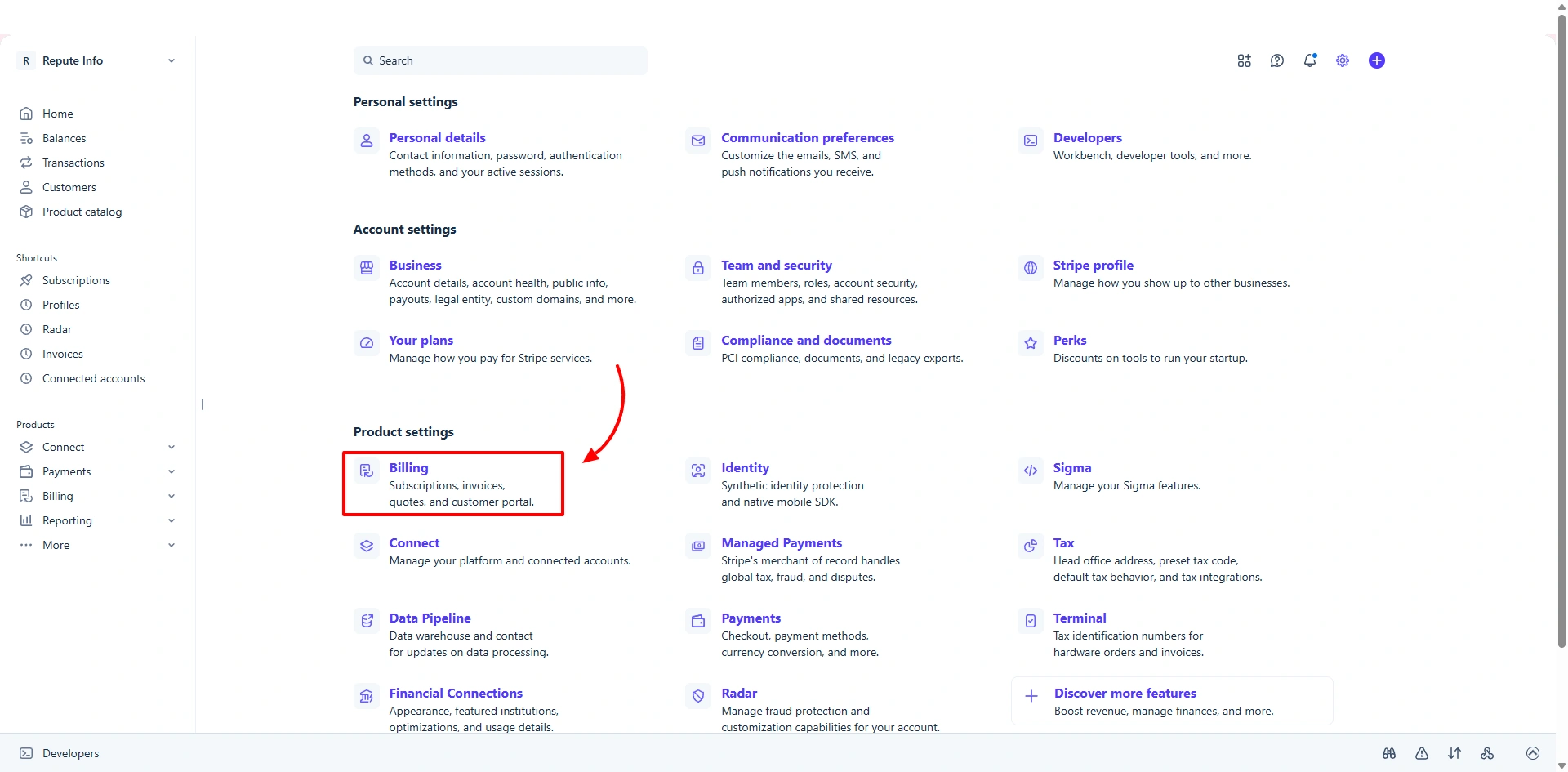 Stripe Billing Settings