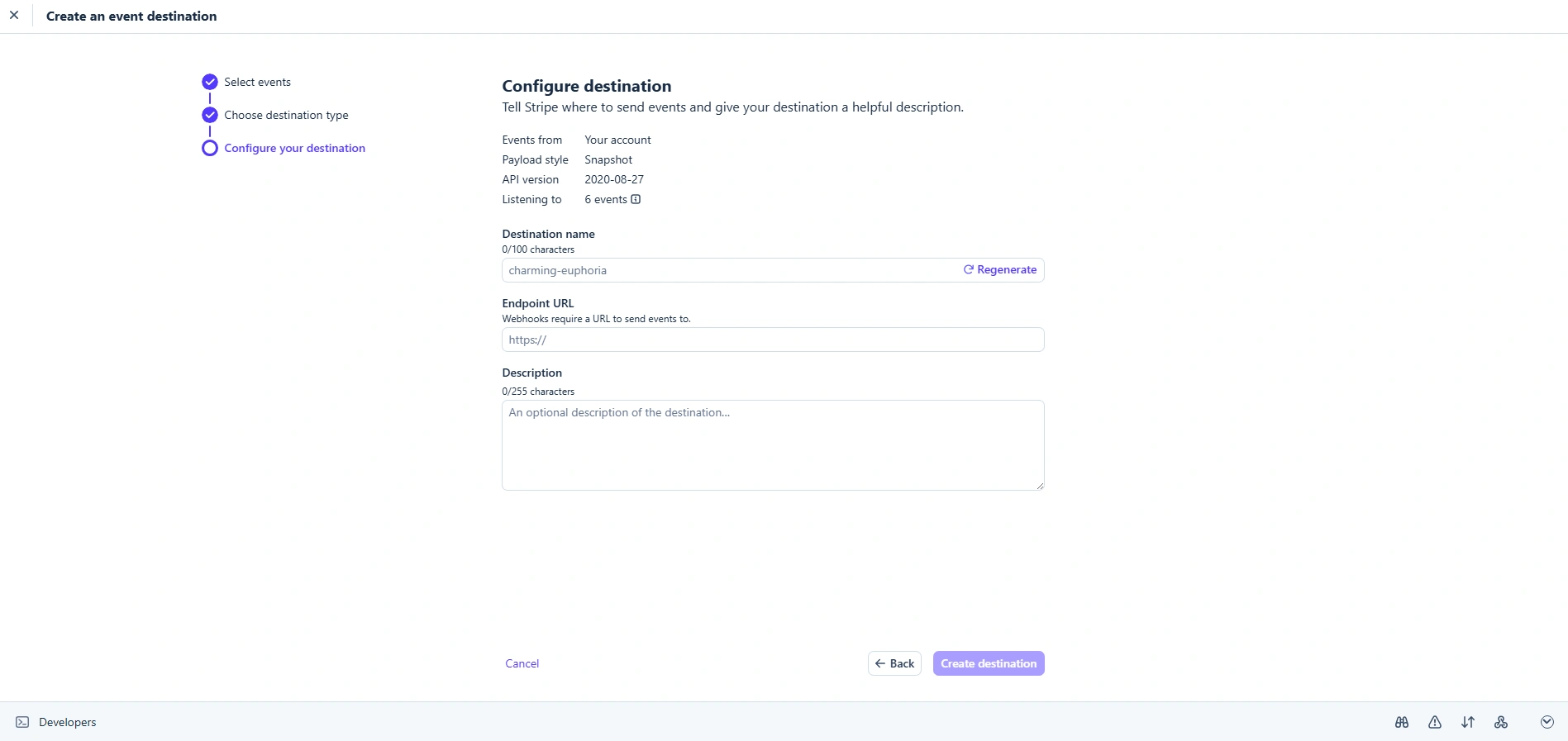 Stripe Choose Destination