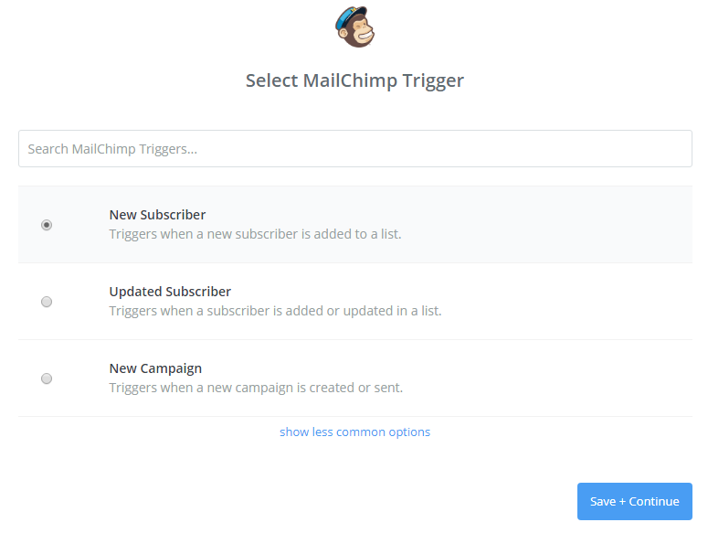 Select MailChimp Trigger