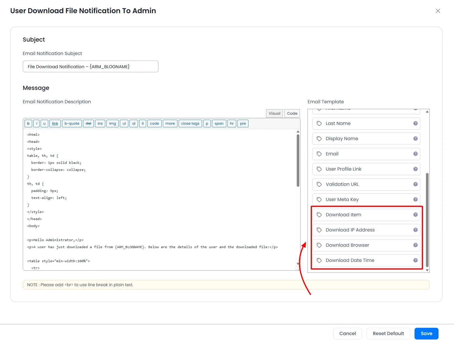 Download Notifications Tags