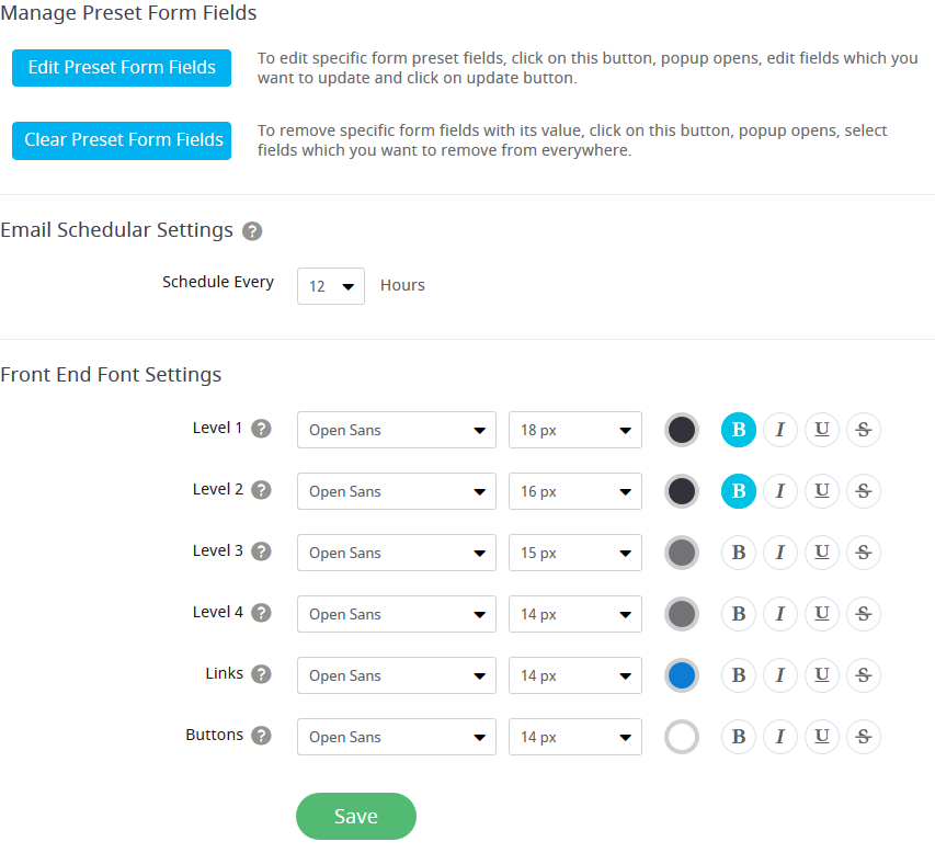 form appearance settings