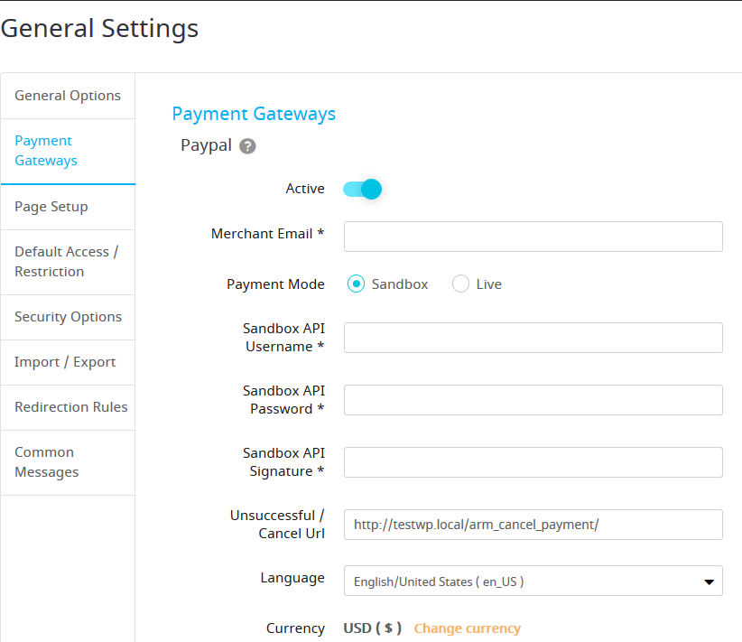 payment settings armember