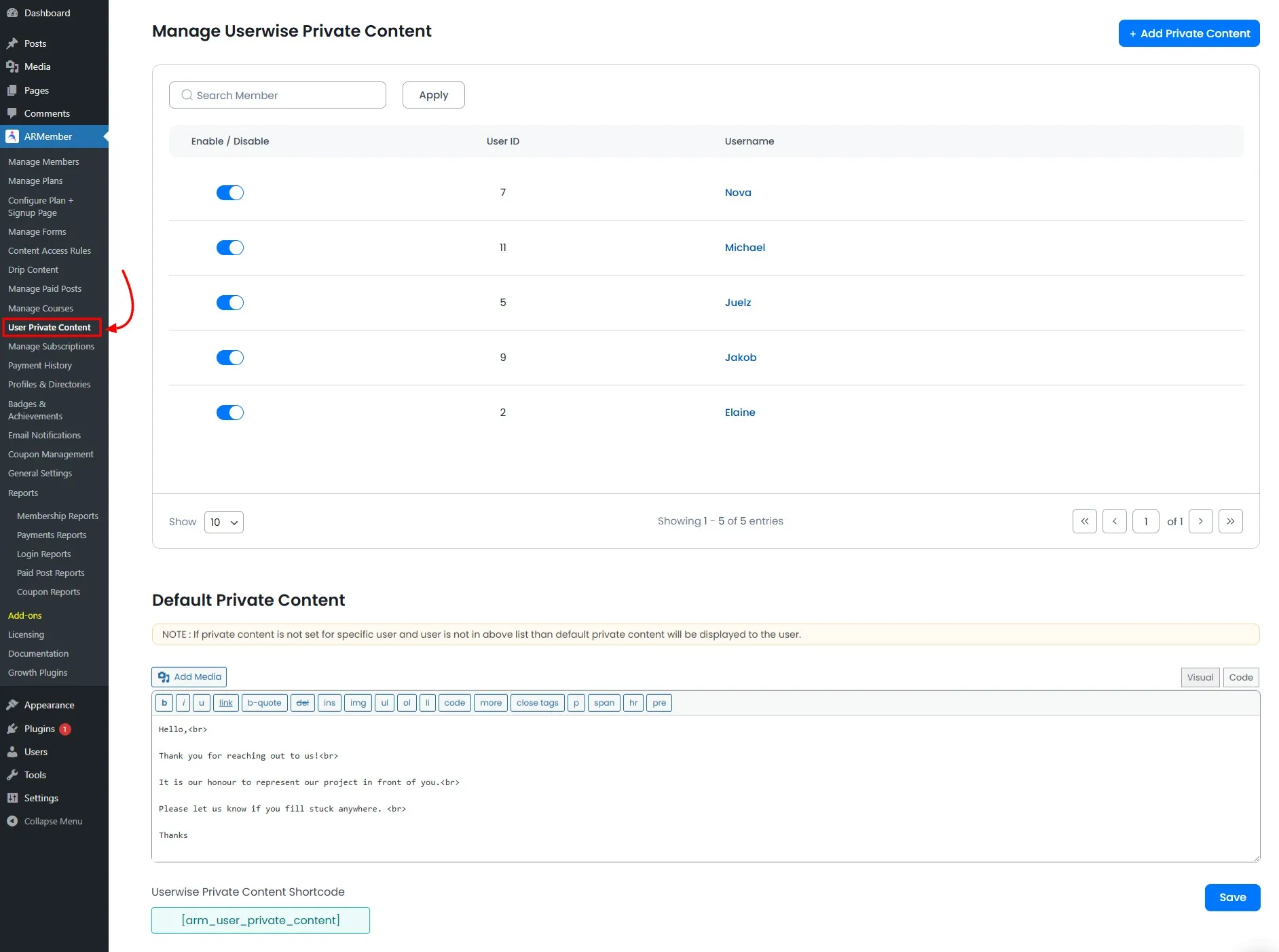 ARM_user_private_content_admin_panel