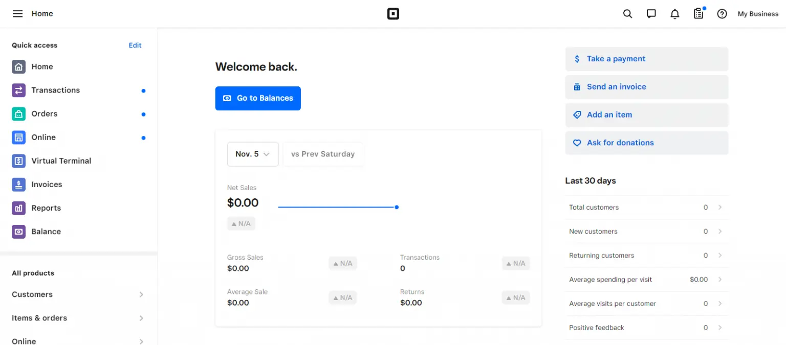 Square Payment Gateway Dashboard