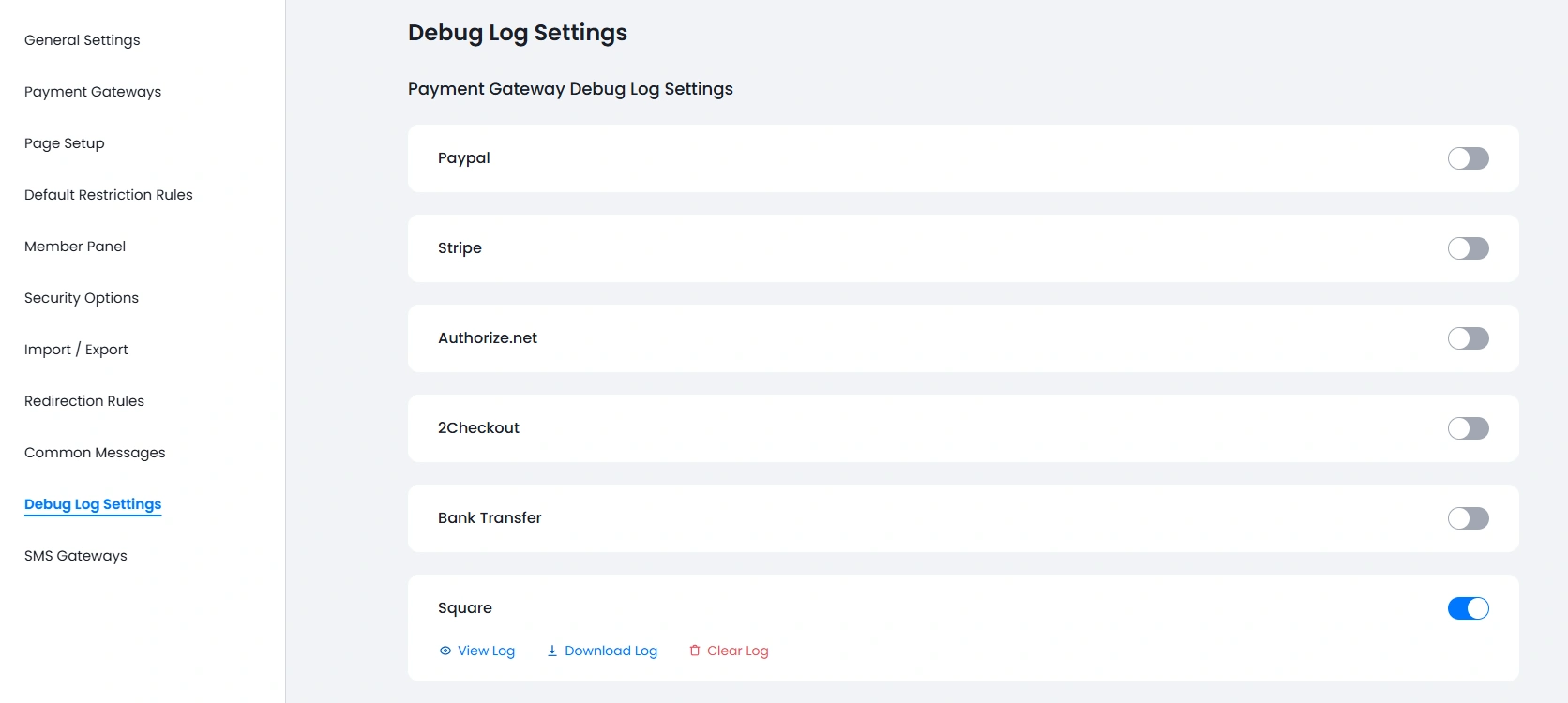 Square Debug Log