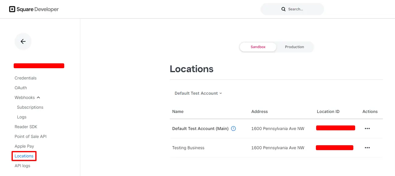 Square Location ID