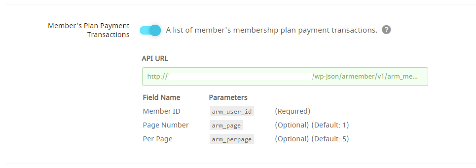 API Service Member's Plan Payment Transactions