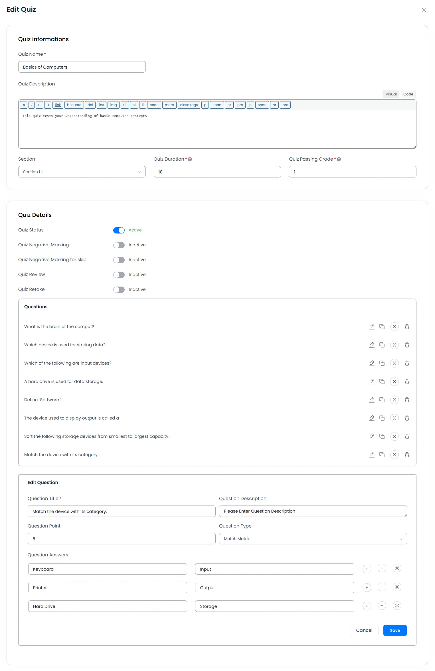 Match matrix question Match matrix question