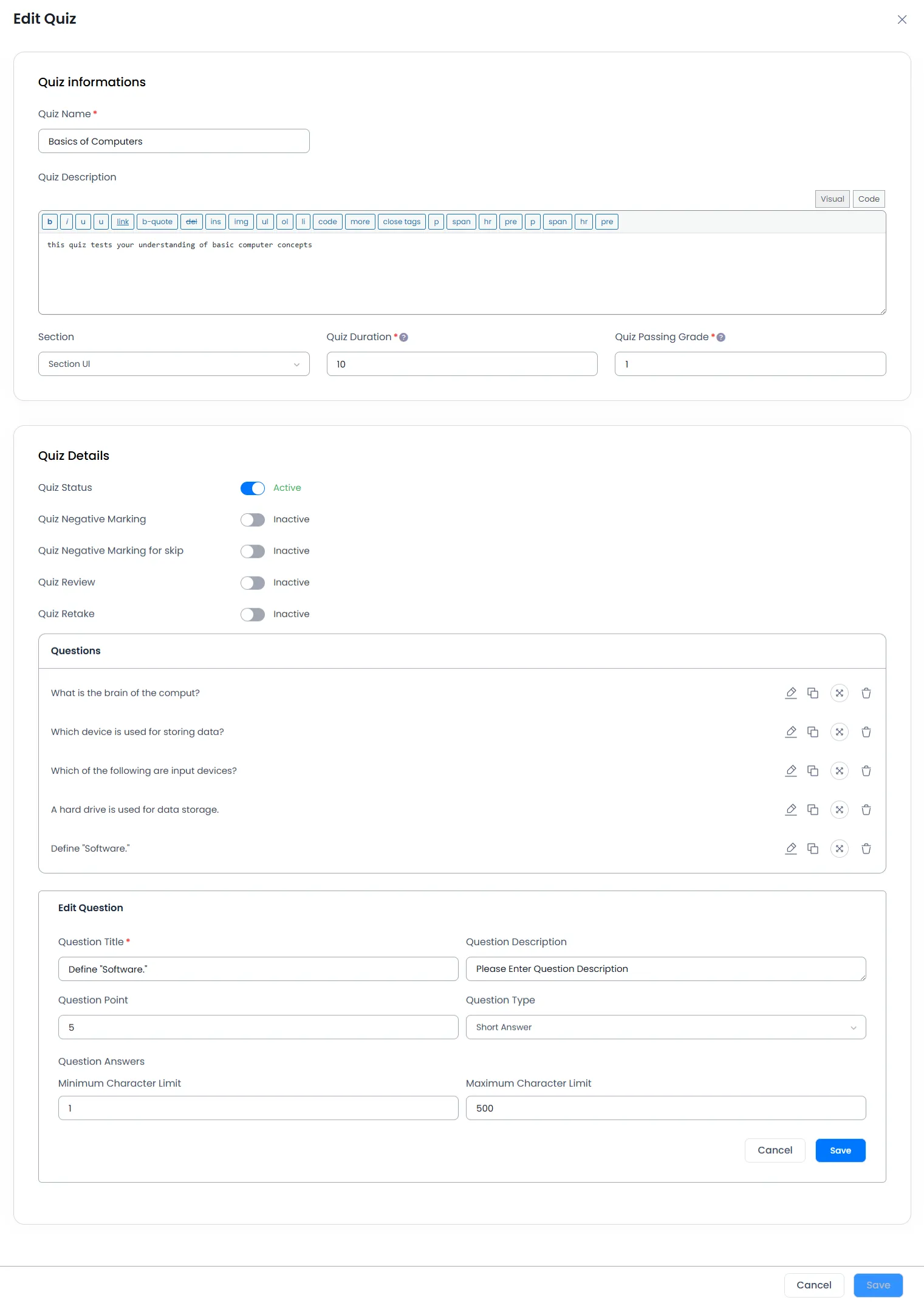 Short answer question Short answer question