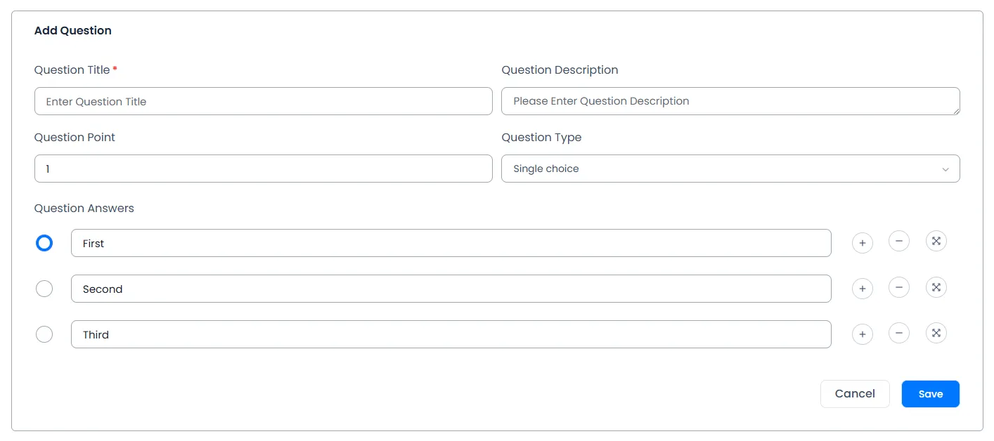 Add question Add question