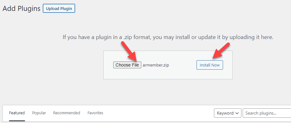 upload-and-install-ARMember-plugin