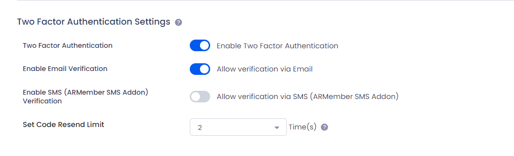 ARMember Two Factor Authentication