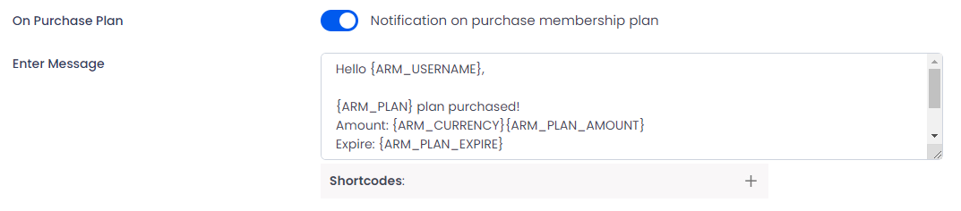 Notification on purchase plan
