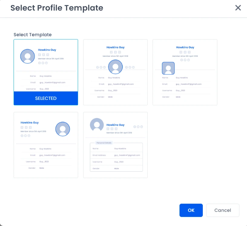 ARMember profile template options