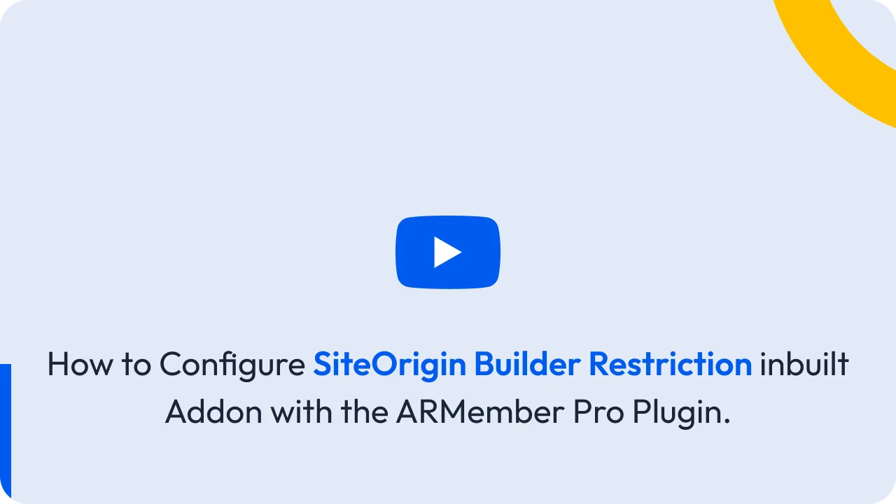 SiteOrigin Builder Restriction