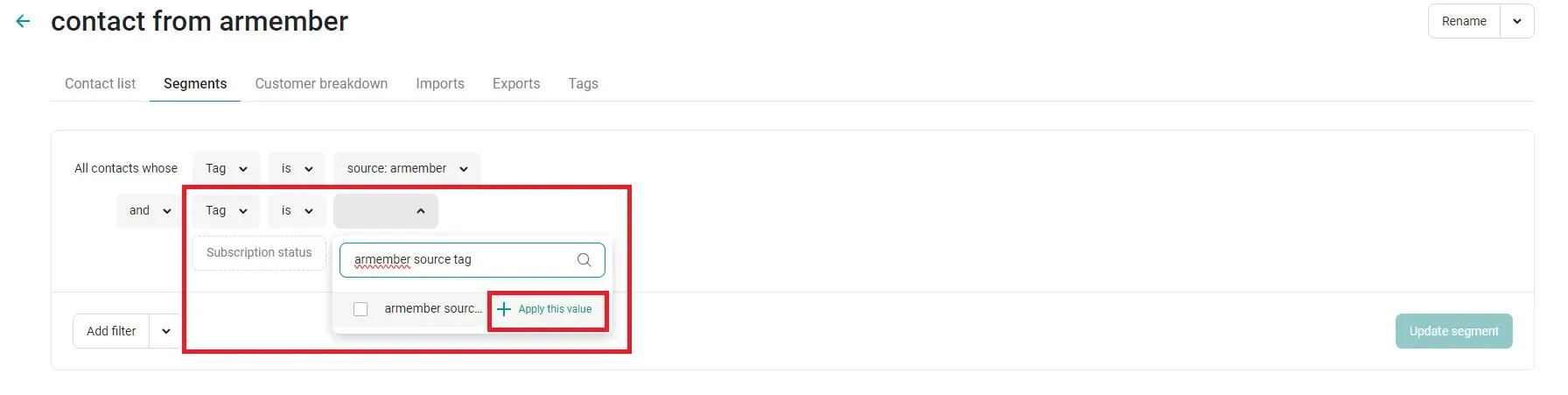 Segment Add Tag