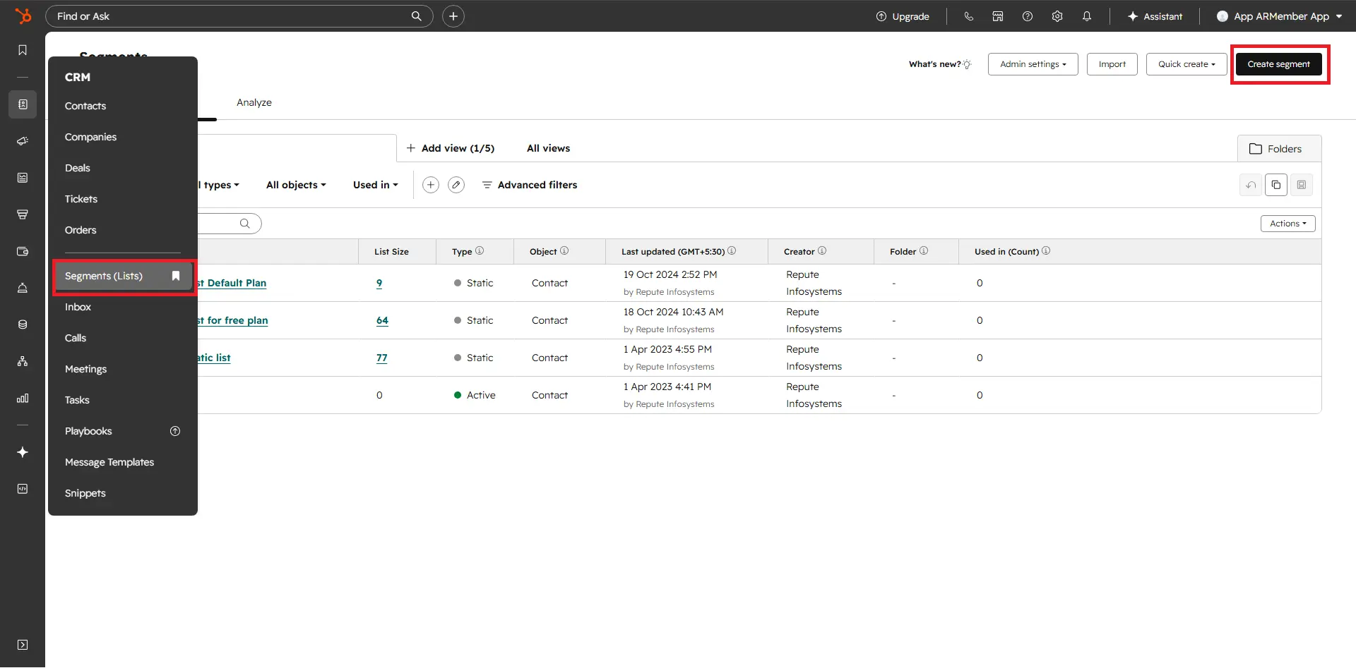 Creating a static list in HubSpot