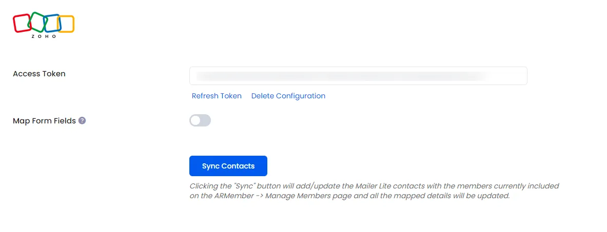 Zoho auth setting