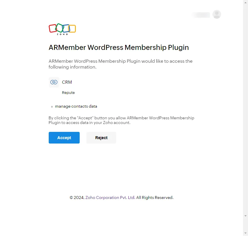 Zoho authorize token