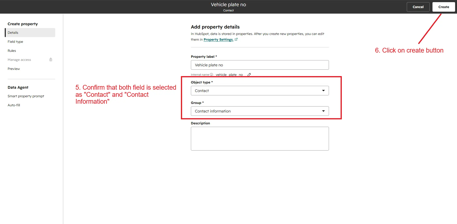 Create property step 3