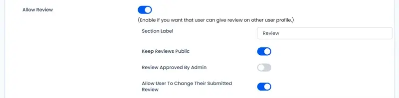Allow Reviews - in settings