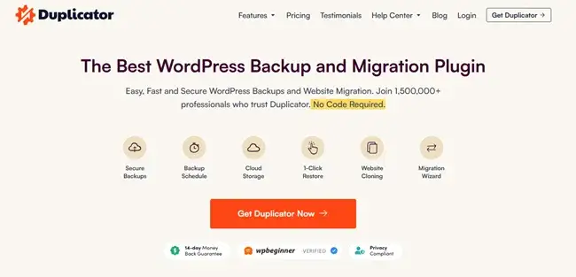 Duplicator - wordpress backip and migration plugin
