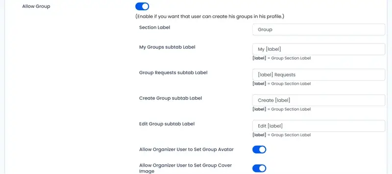 allow users to create, join, and manage groups from their profiles