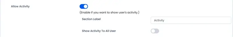 allows all logged-in members to view each other’s activities