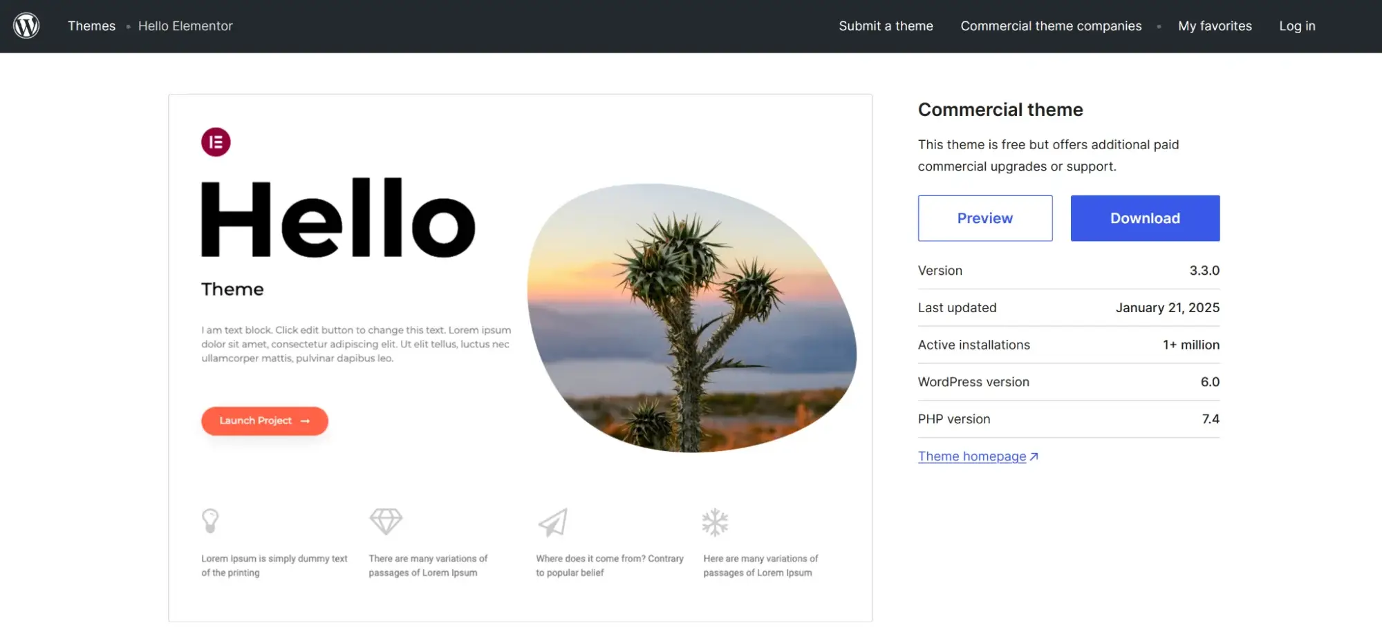 select Hello Elementor theme to get started