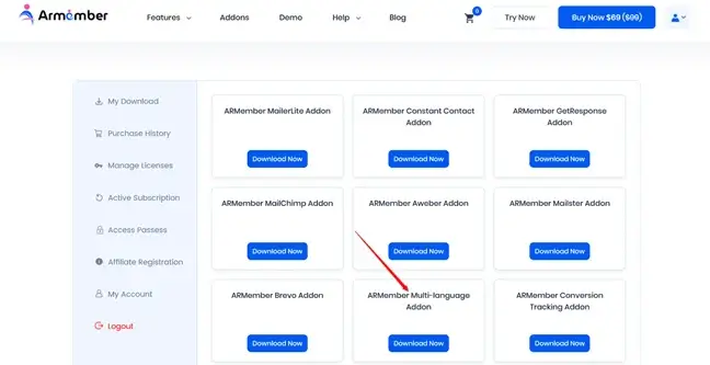 ARMember Multi-language addon