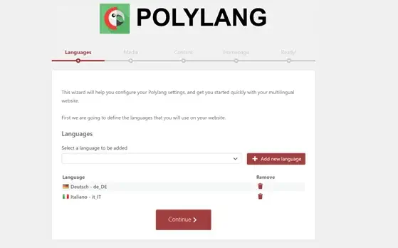 Install and activate Polylang